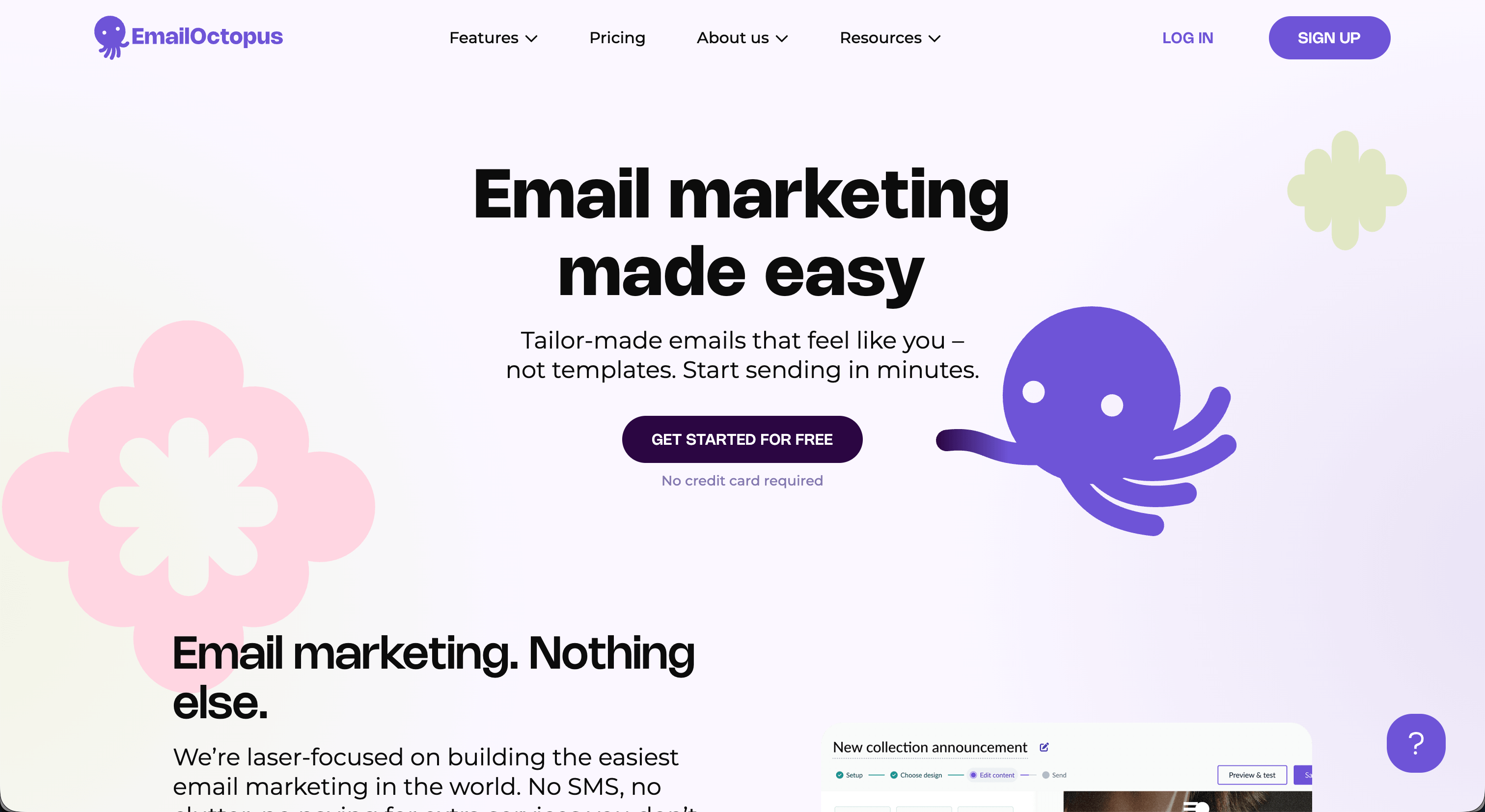 The EmailOctopus homepage