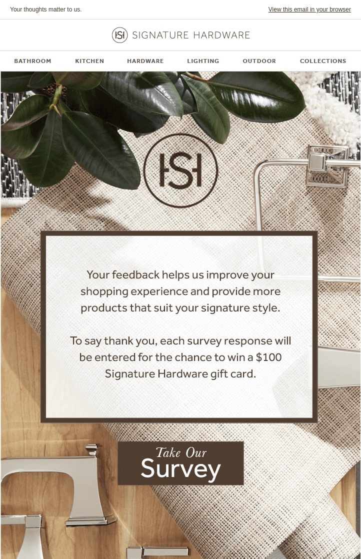 Example of a survey invitation email with a CTA button