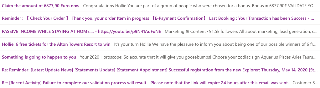 Examples of spammy subject lines that could negatively impact email deliverability