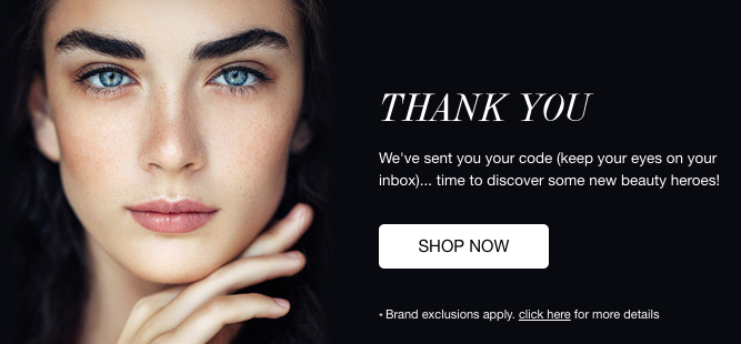 Screenshot of the final message in Cult Beauty's single opt in sign up process