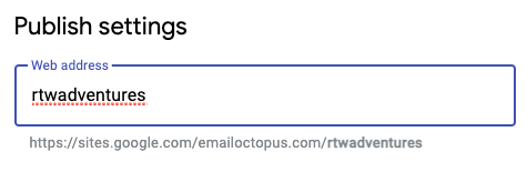 Changing a web address for your landing page in Google Sites