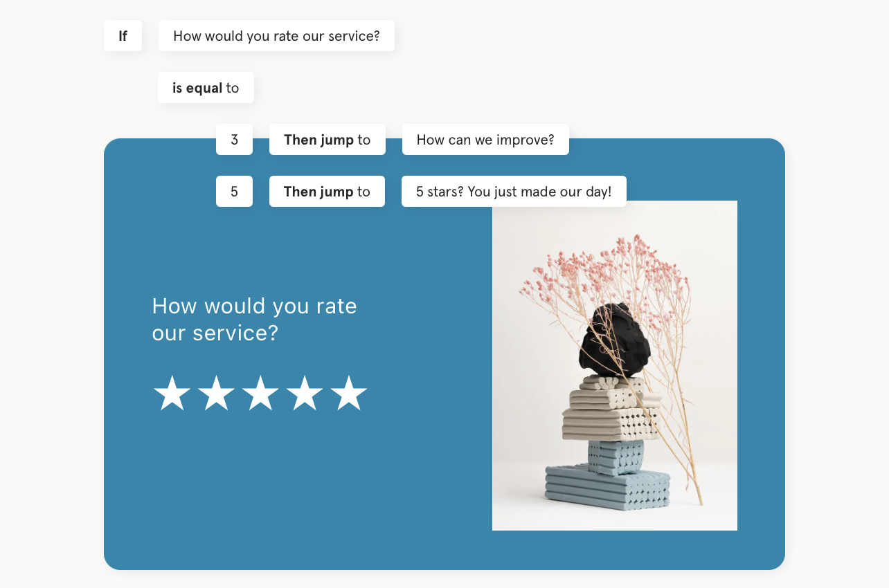 Illustration of the logic jump feature in Typeform – a survey tool