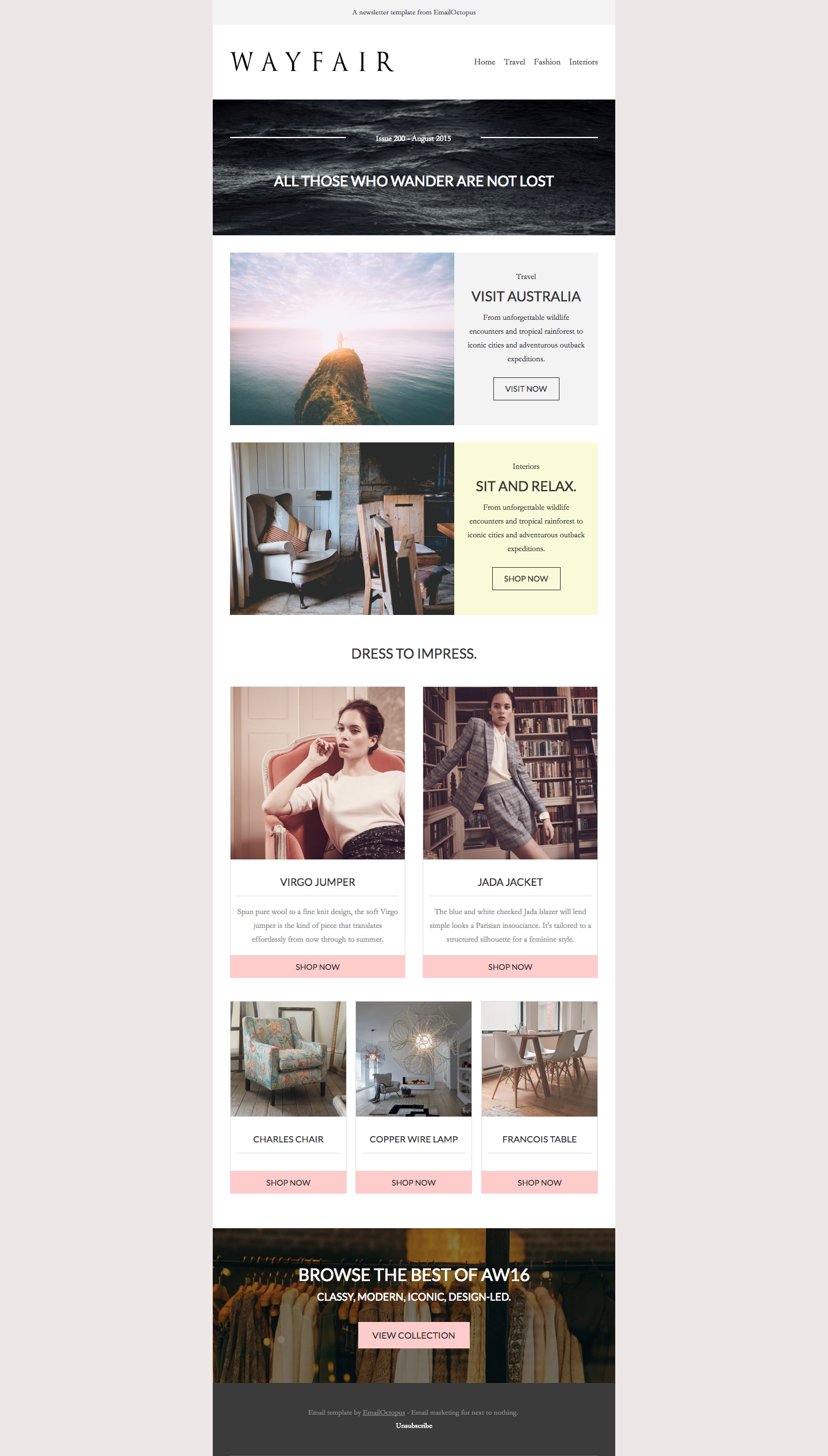 Wayfair newsletter template