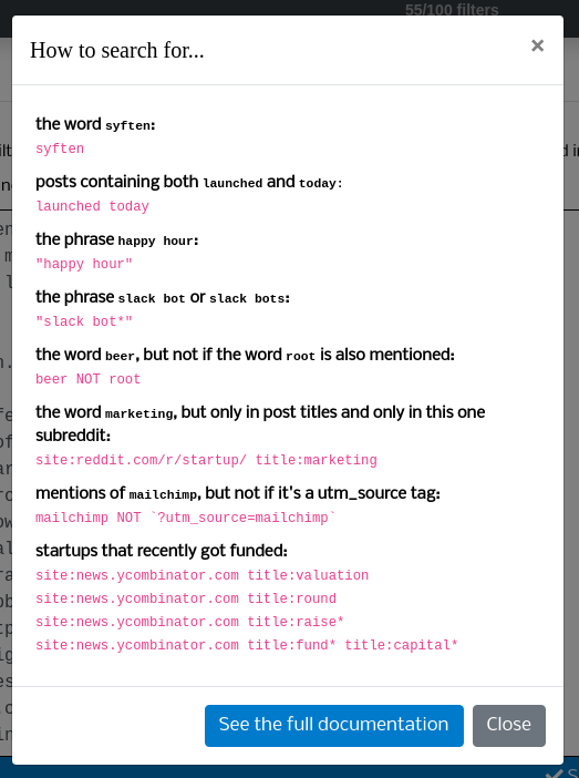 Screenshot of the message showing Syften users monitoring ideas