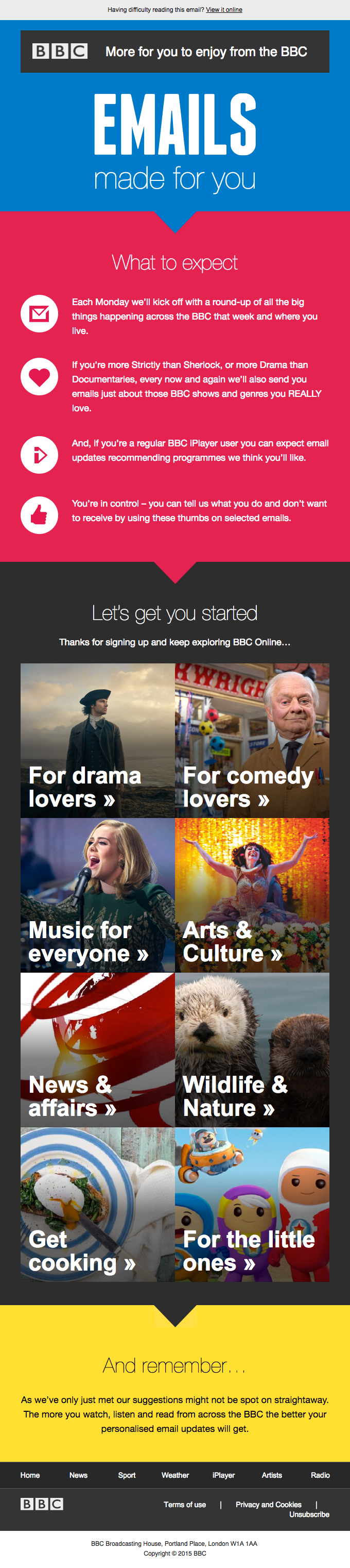 BBC News welcome email