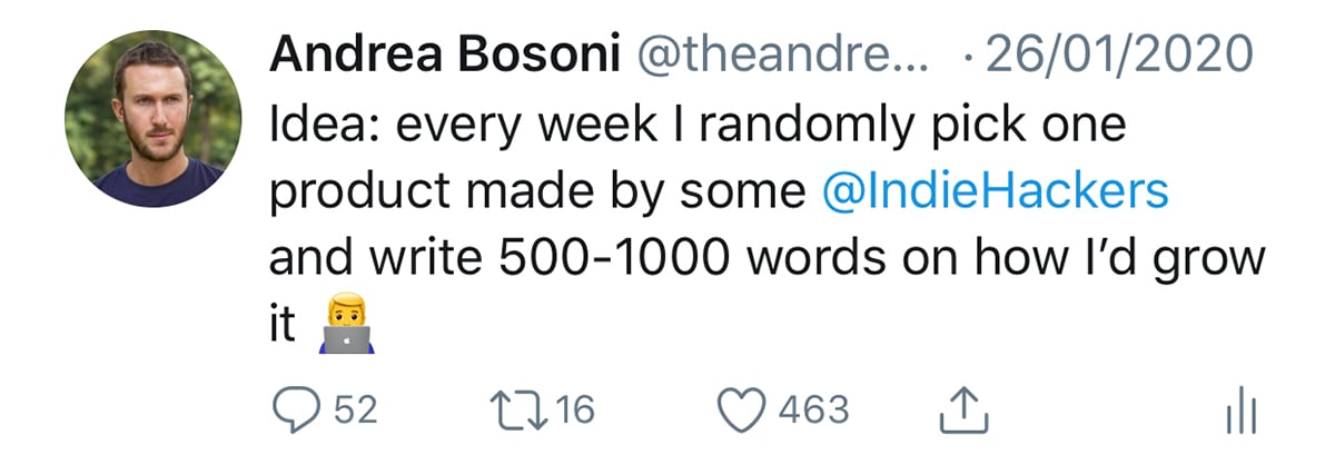 Picture of the tweet that launched Zero to Marketing