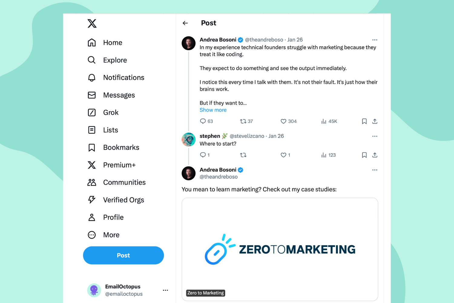 Newsletter promotion on Twitter replies